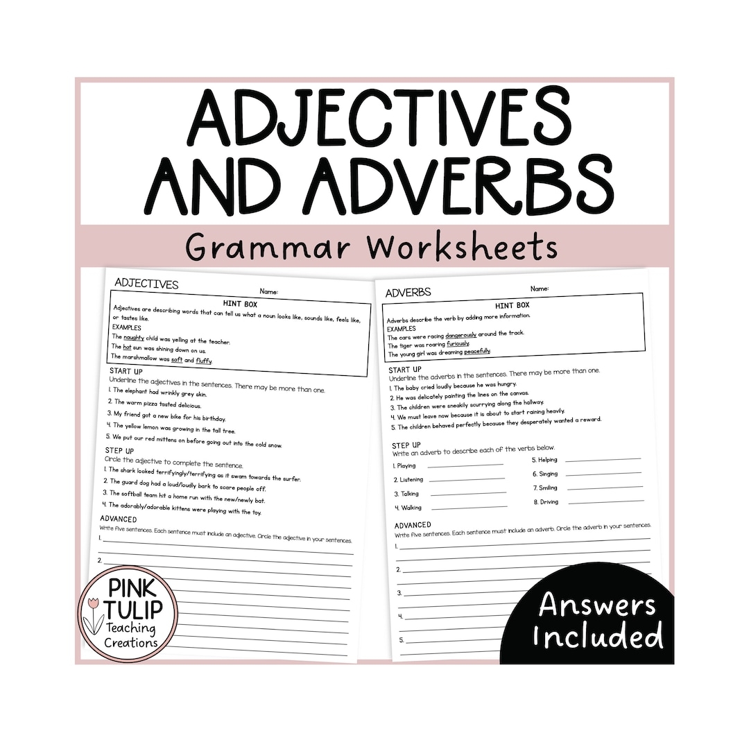 adjectives and adverbs worksheets