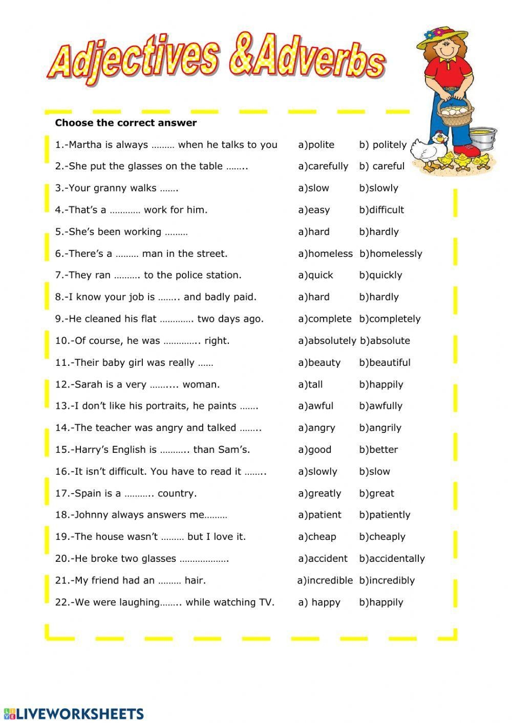 adjectives vs adverbs worksheet