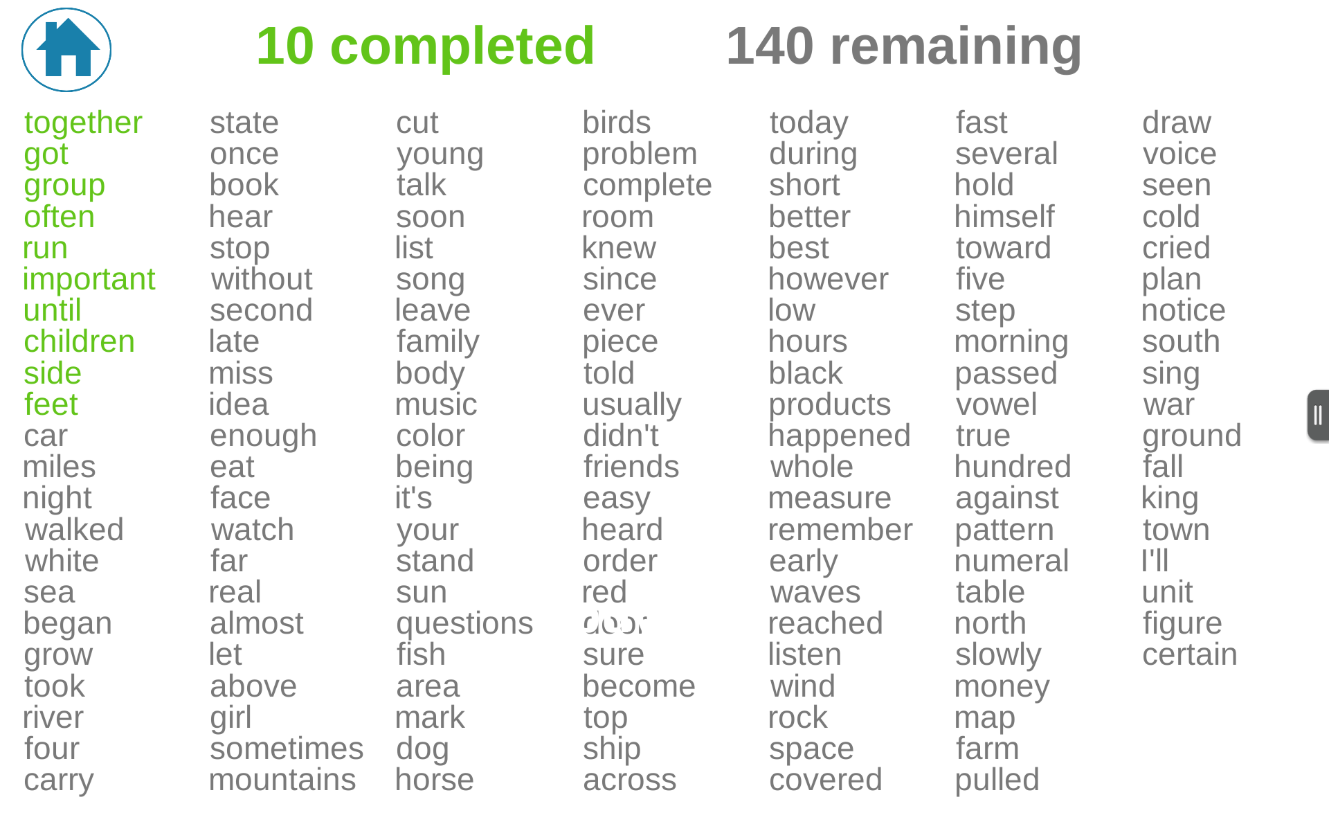 high frequency sight words
