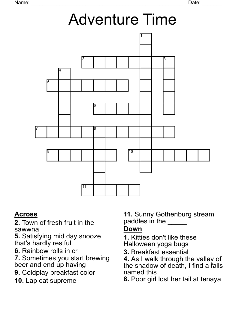 Adventure Time Crossword WordMint