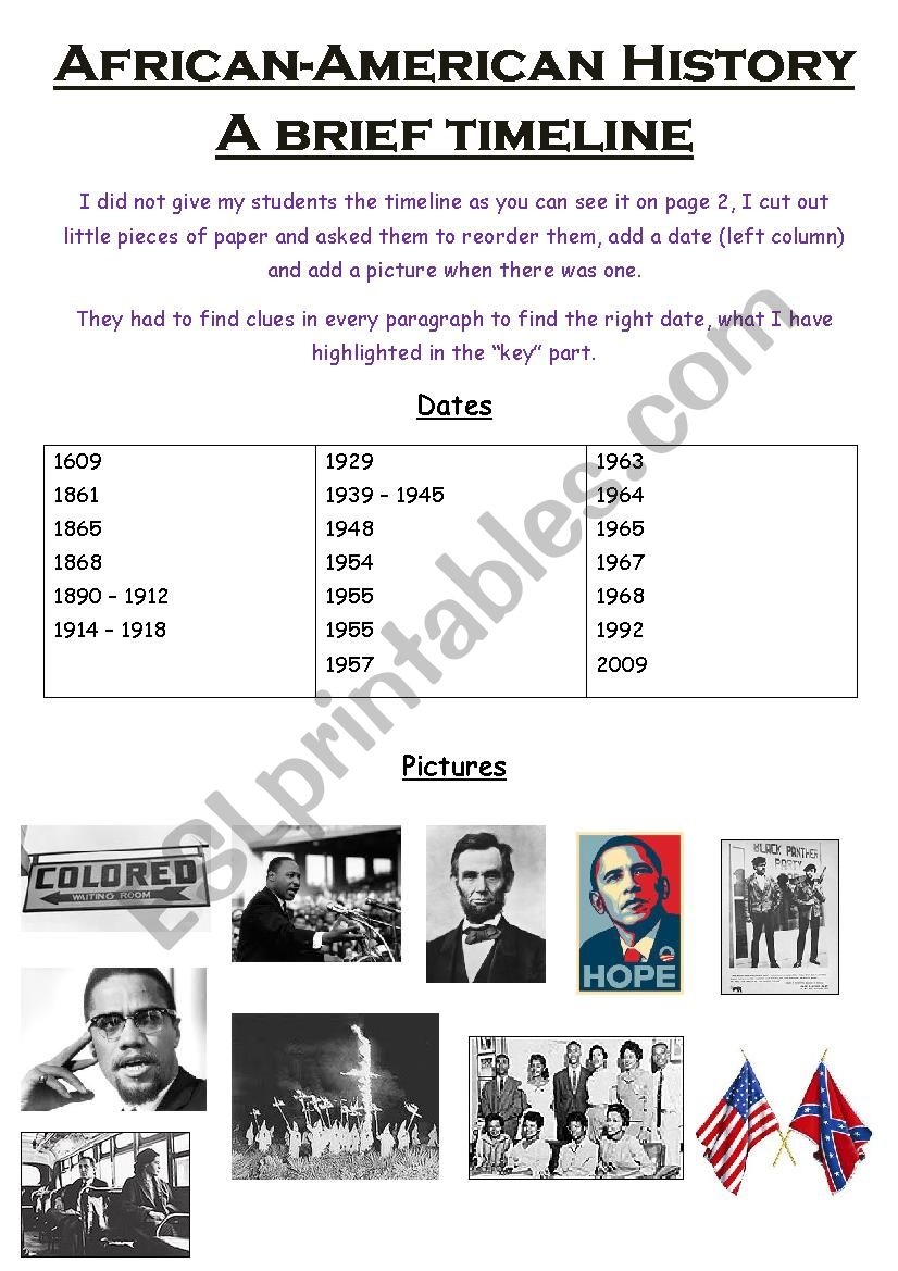 african american history worksheets
