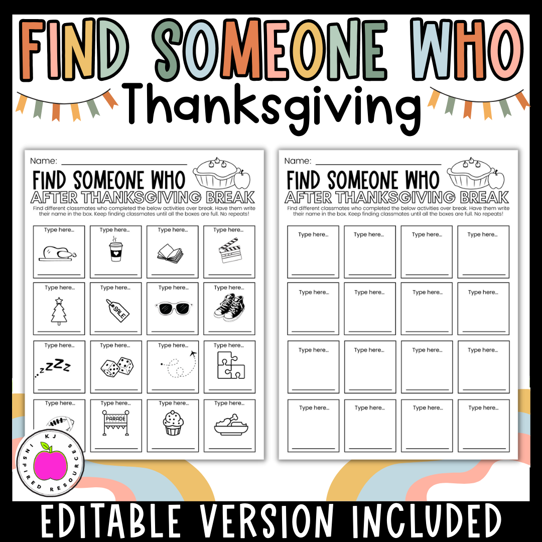 find someone who worksheet