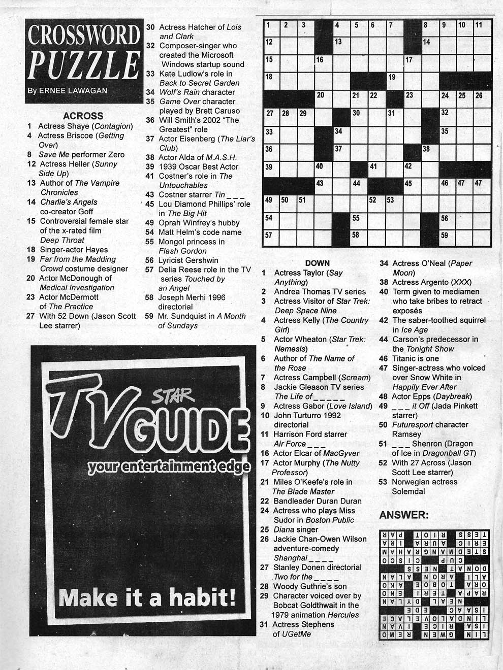 ALAM MO BA TO Do You Know This Crossword Puzzles TV Star Guide Celebrity Crossword Mr Ms Krosword