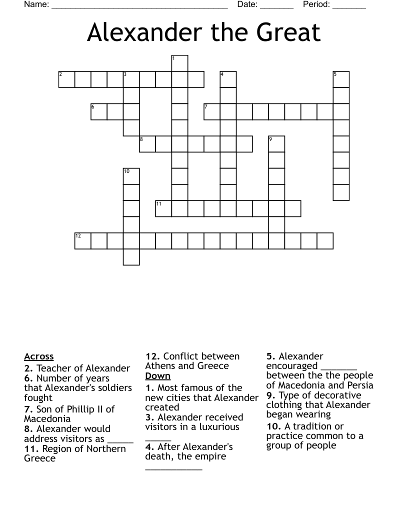 Alexander The Great Crossword WordMint