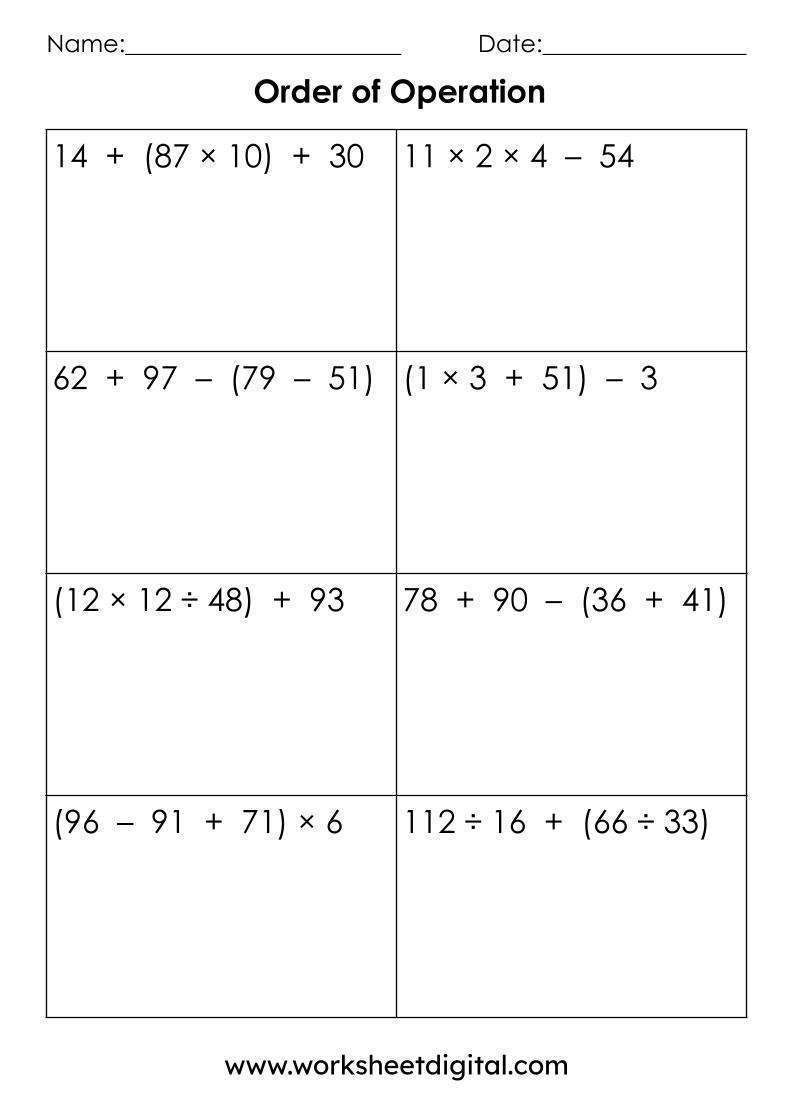 Algebra Order Of Operation Worksheet Digital 1 Teacher Made Resources