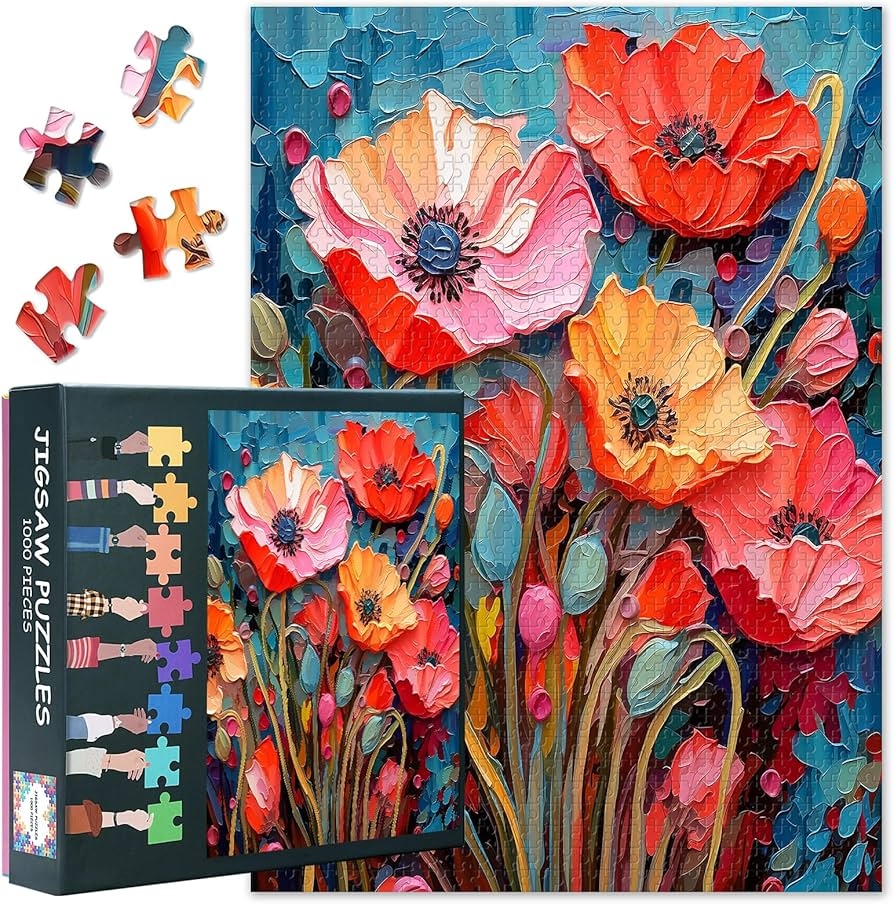 Amazon Flowers Puzzle Tree Of Life Puzzles For Adults 1000 Pieces Impossible Hard Difficult Challenging Puzzles For Adults Modern Impressionism Flowers Jigsaw Puzzle Home Decor Toys Games