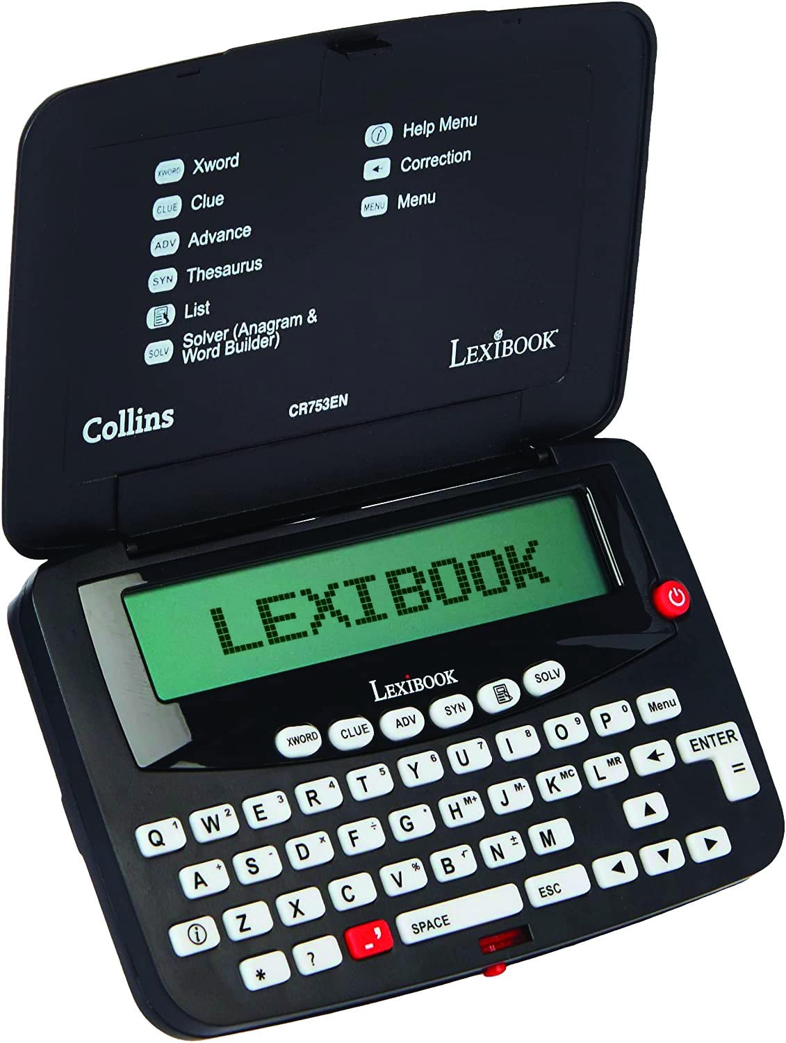 Amazon LEXiBOOK Collins Bradford Electronic Crossword Solver Bradford Phonetic Spell Correction Words Games Electronic With Battery Black White CR753EN Toys Games