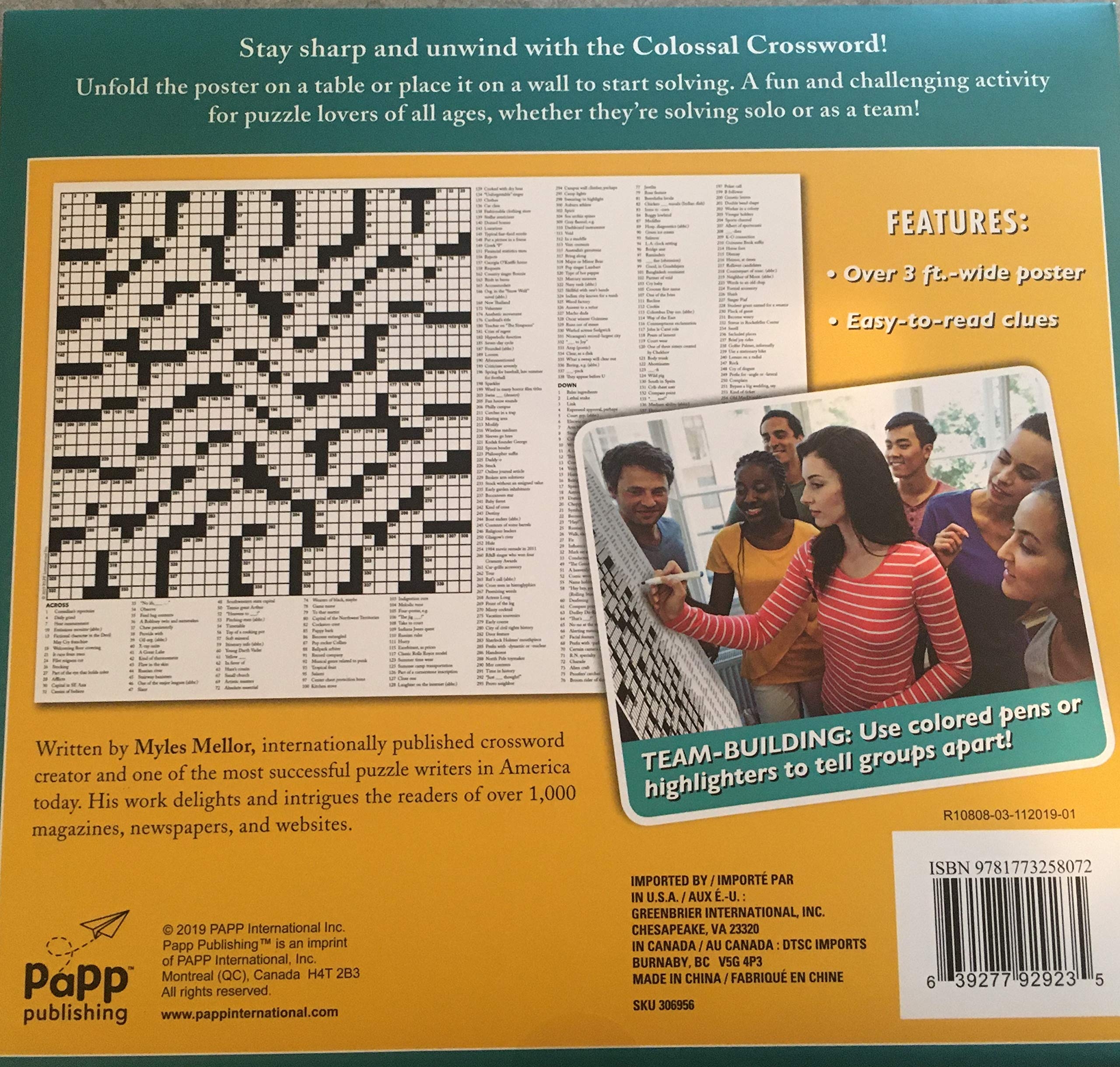 Amazon Supersized Solving Colossal Crossword Puzzle Giant Poster Volume 1 Over 3ft Wide Toys Games