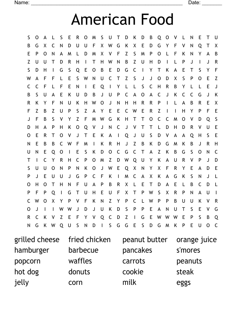 food word search puzzles printable
