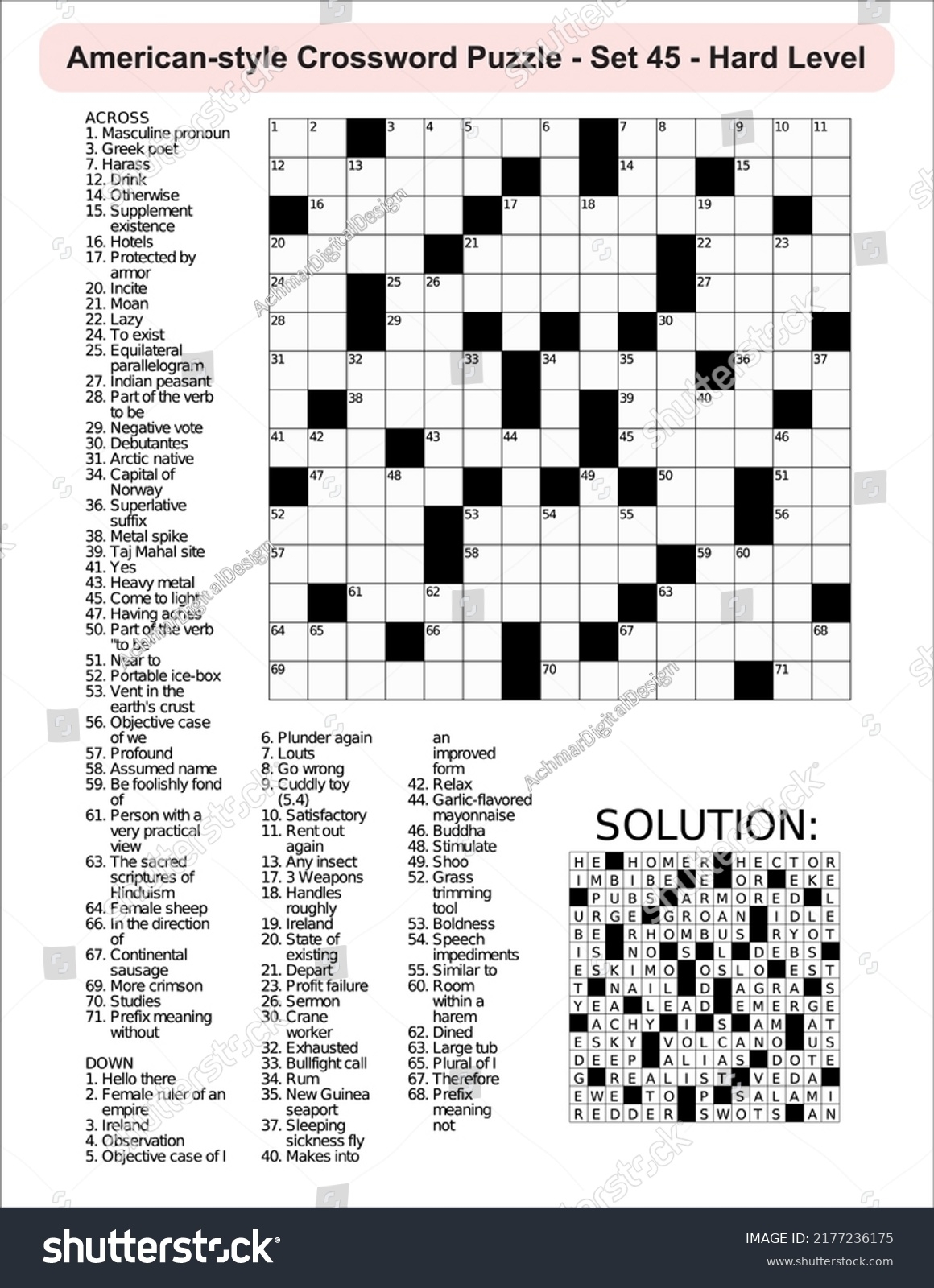 American style Crossword Puzzle Game 15 X Stock Vector Royalty Free 2177236175 Shutterstock