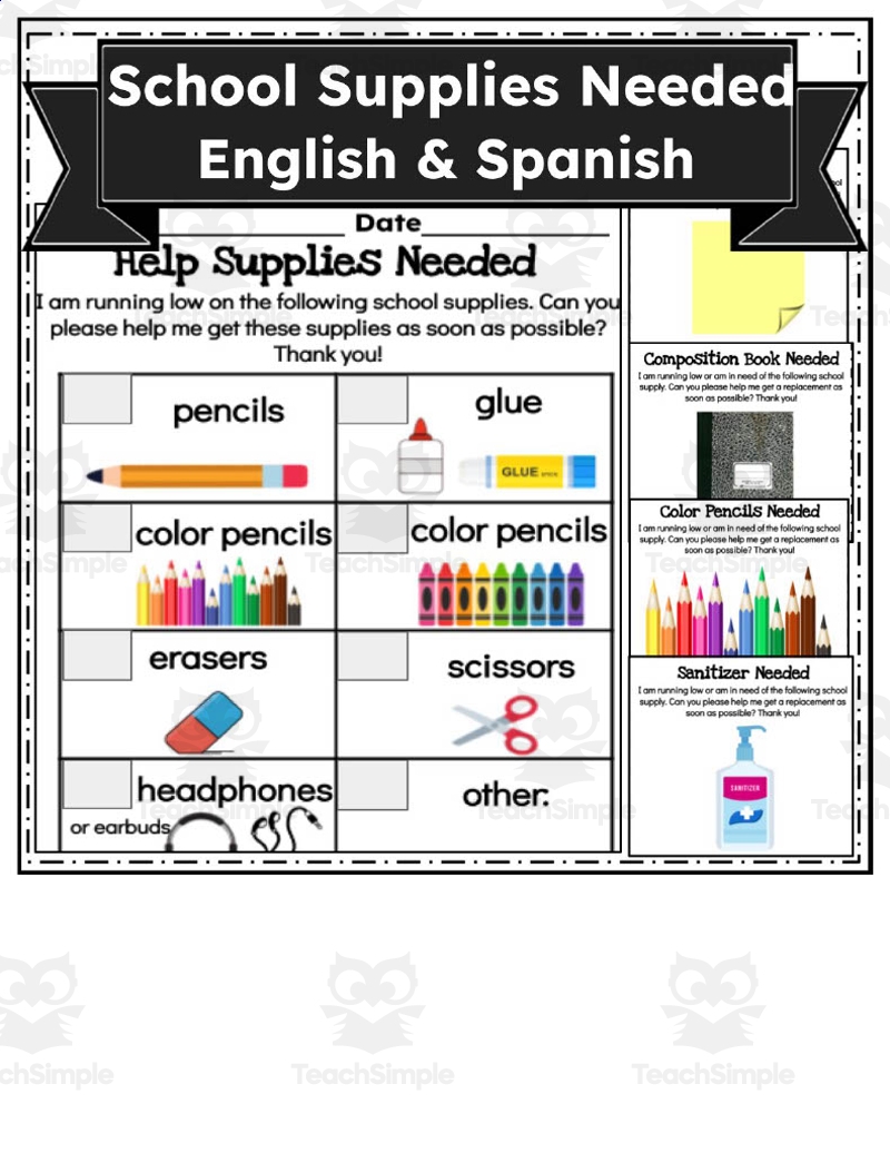 And English School Supplies School Supplies Vocabulary In Spanish Schools Supplies In Spanish 10 School