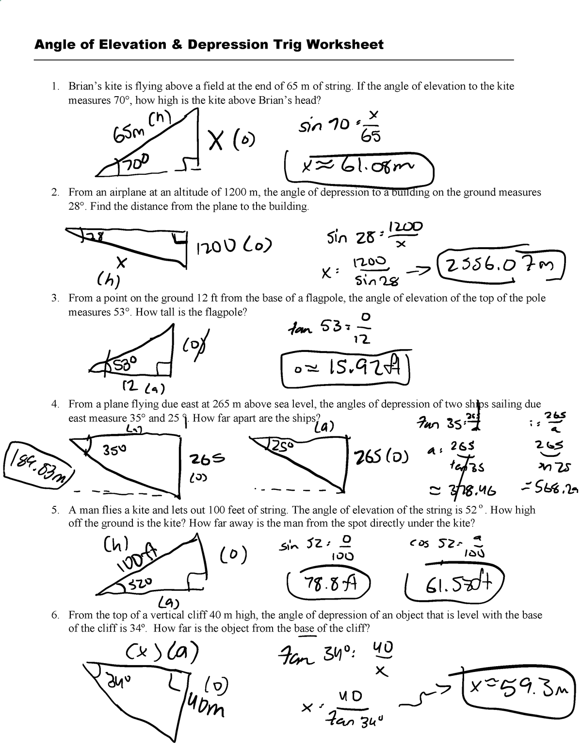 Angles Of Elevation And Depression Practice Angle Of Elevation Worksheets Library Angles Of Elevation And Depression Practice Angle Of Elevation Worksheets Library