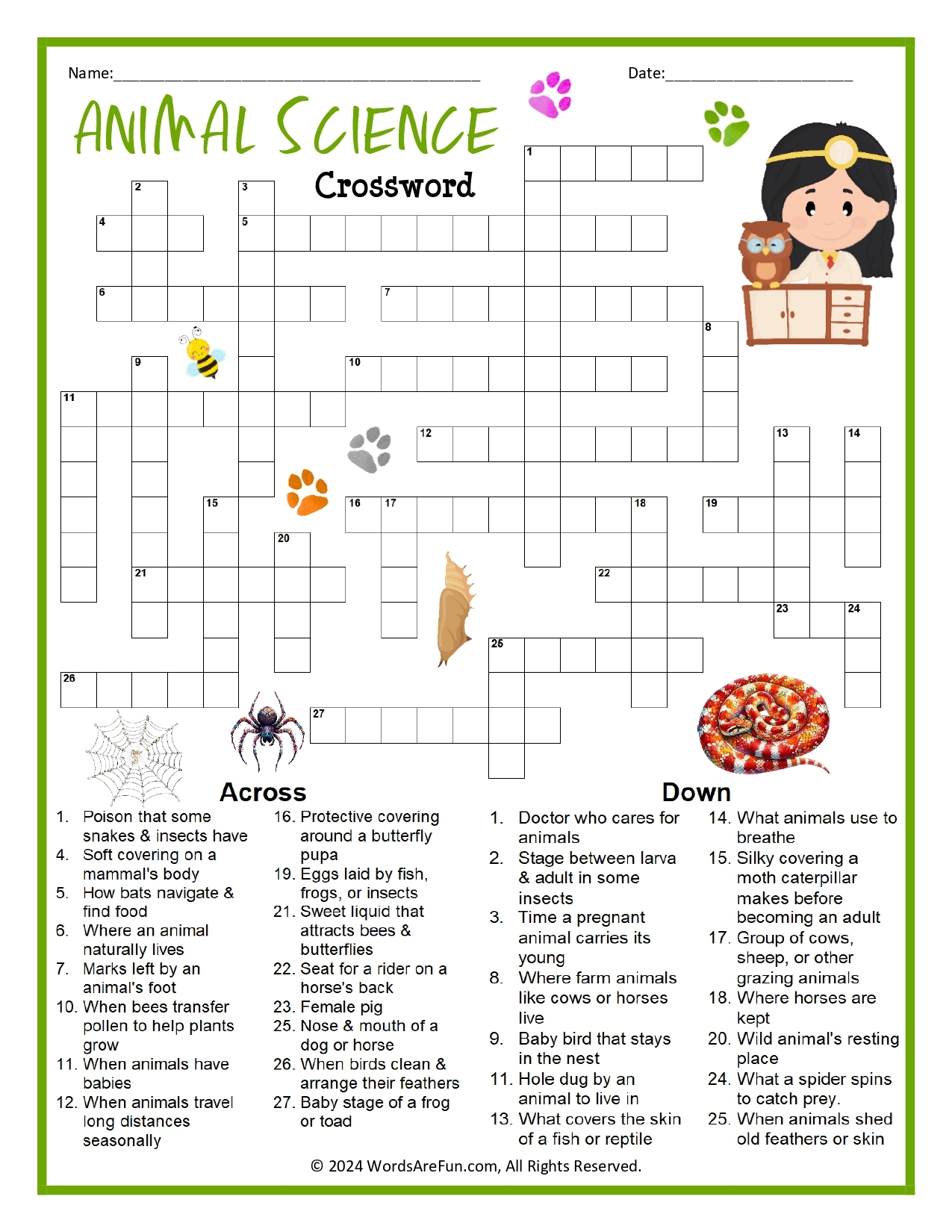 Animal Science Crossword Puzzle Animal Science Crossword Puzzle