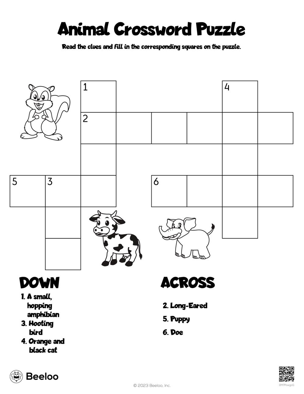 crossword puzzles printable for kids