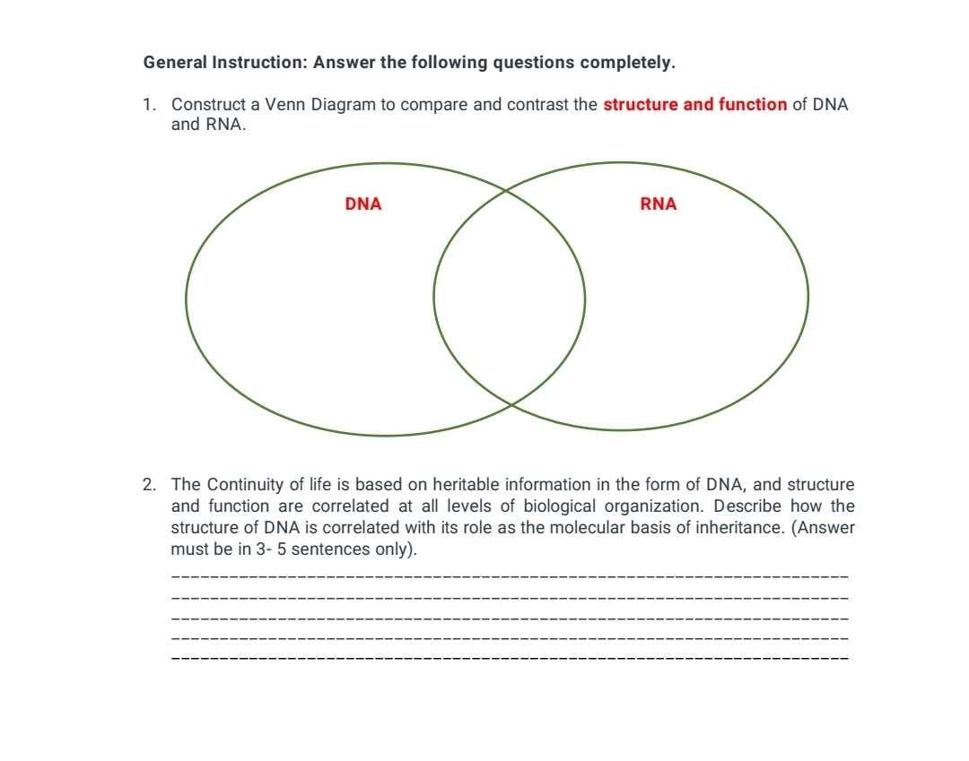 venn diagram dna and rna