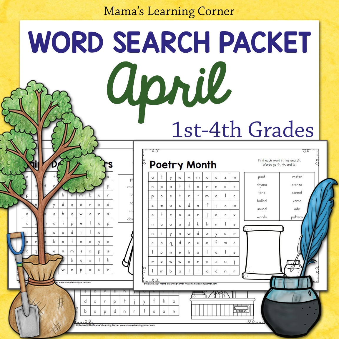 April Word Search Packet April Fool s Arbor Day Library Farm Spring Classful