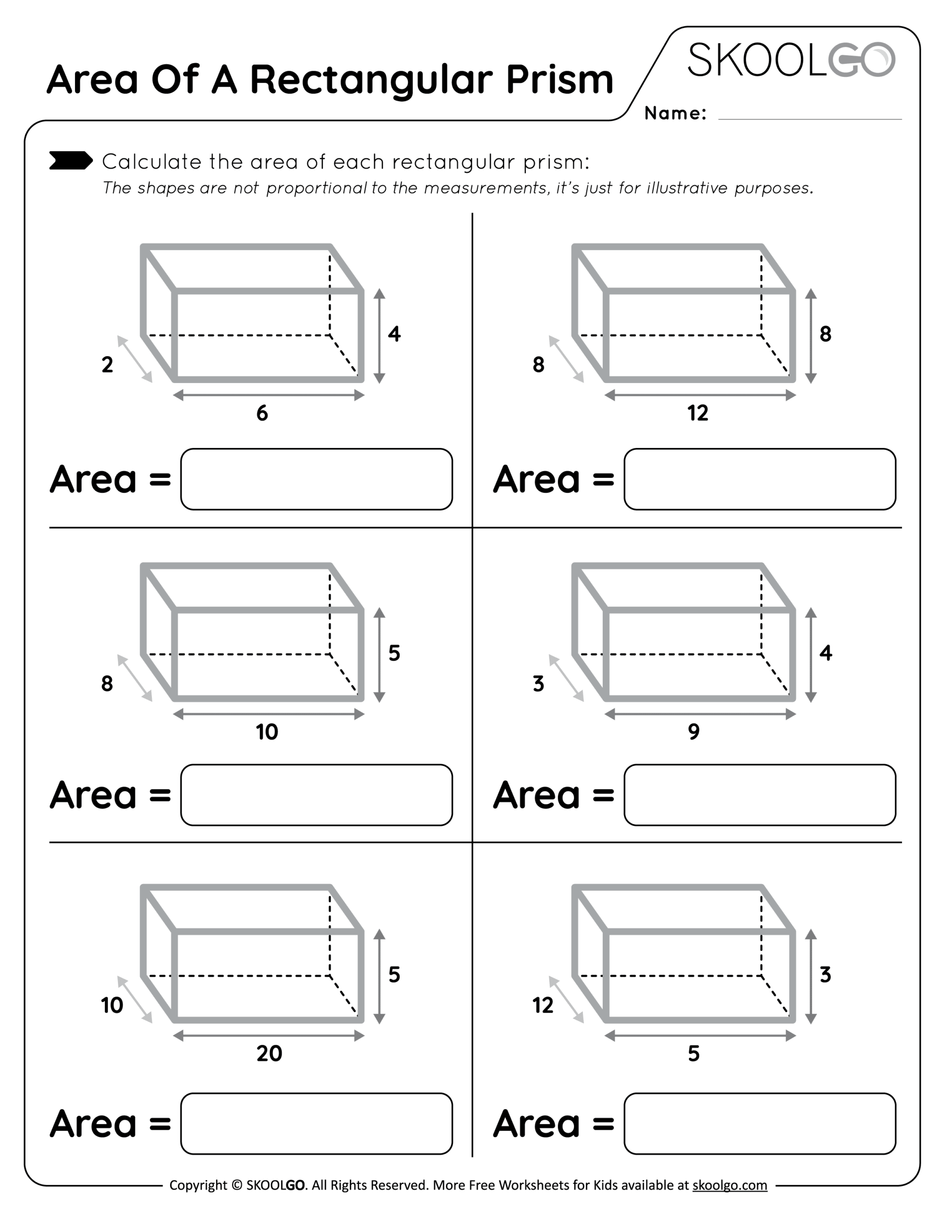 Area Of A Rectangular Prism Free Worksheet SKOOLGO Area Of A Rectangular Prism Free Worksheet SKOOLGO