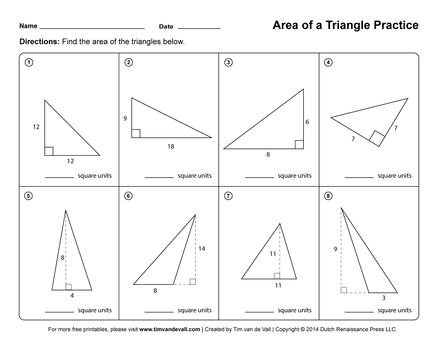 Area of a triangle worksheet 3 Tim s Printables Area of a triangle worksheet 3 Tim s Printables
