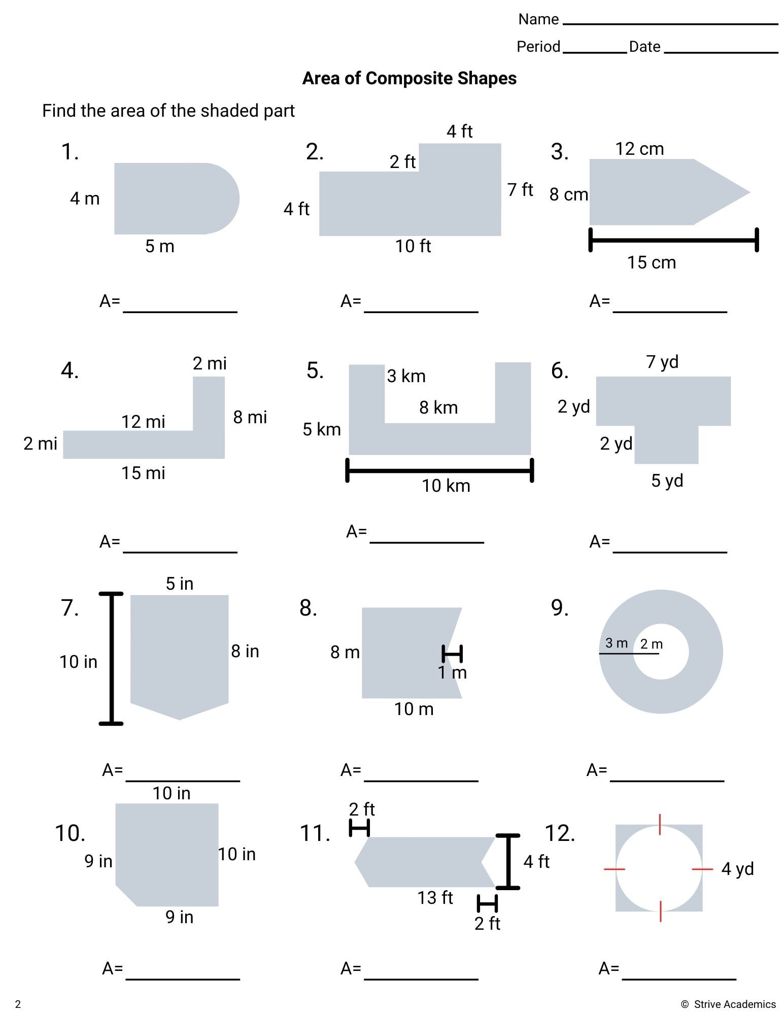 Area Of Composite Figures Worksheet Set 1 Etsy