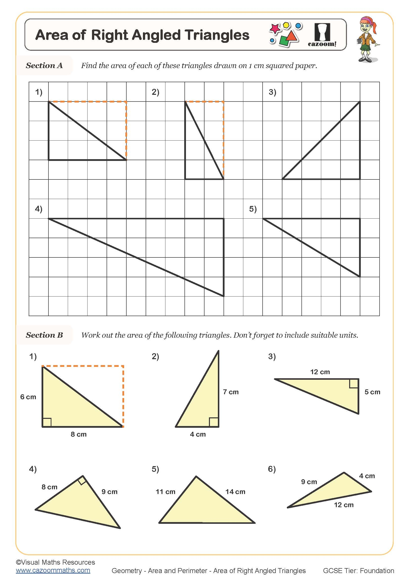 area of triangles worksheet