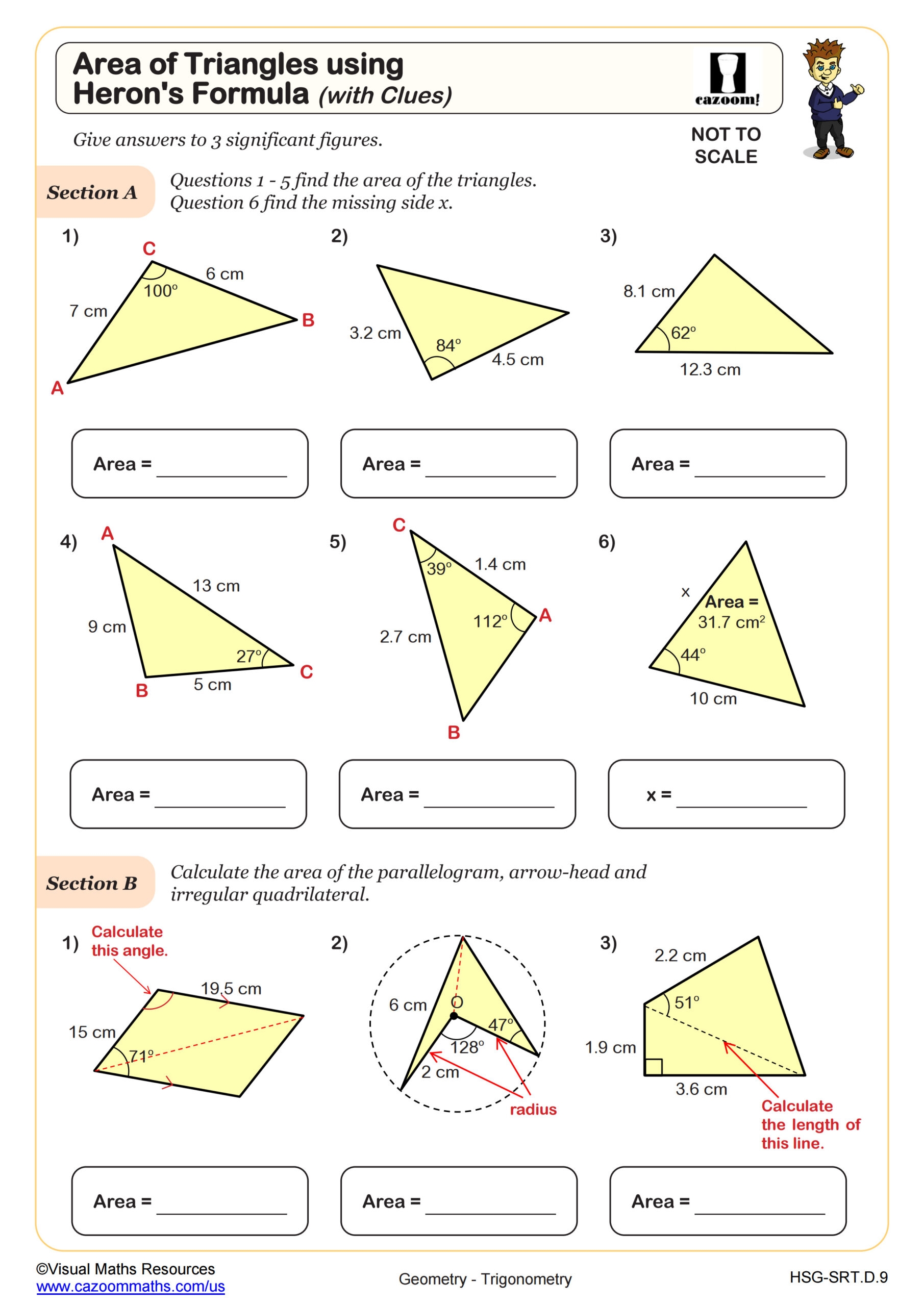 area of the triangle worksheet area of the triangle worksheet