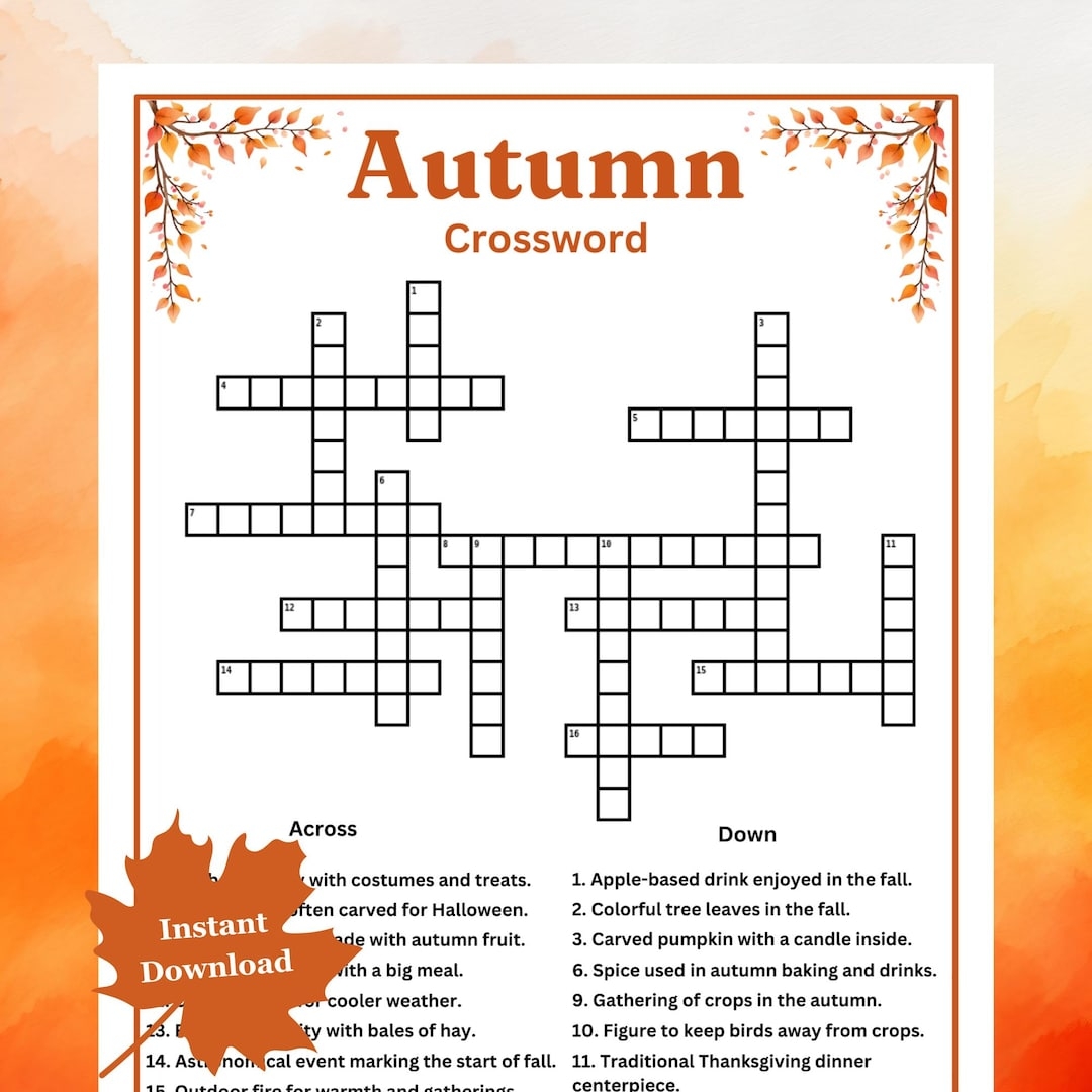 fall themed crossword puzzles
