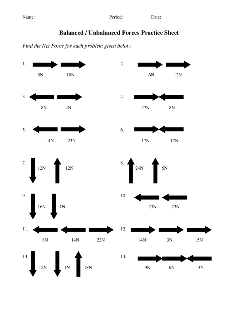 balanced and unbalanced forces worksheet balanced and unbalanced forces worksheet