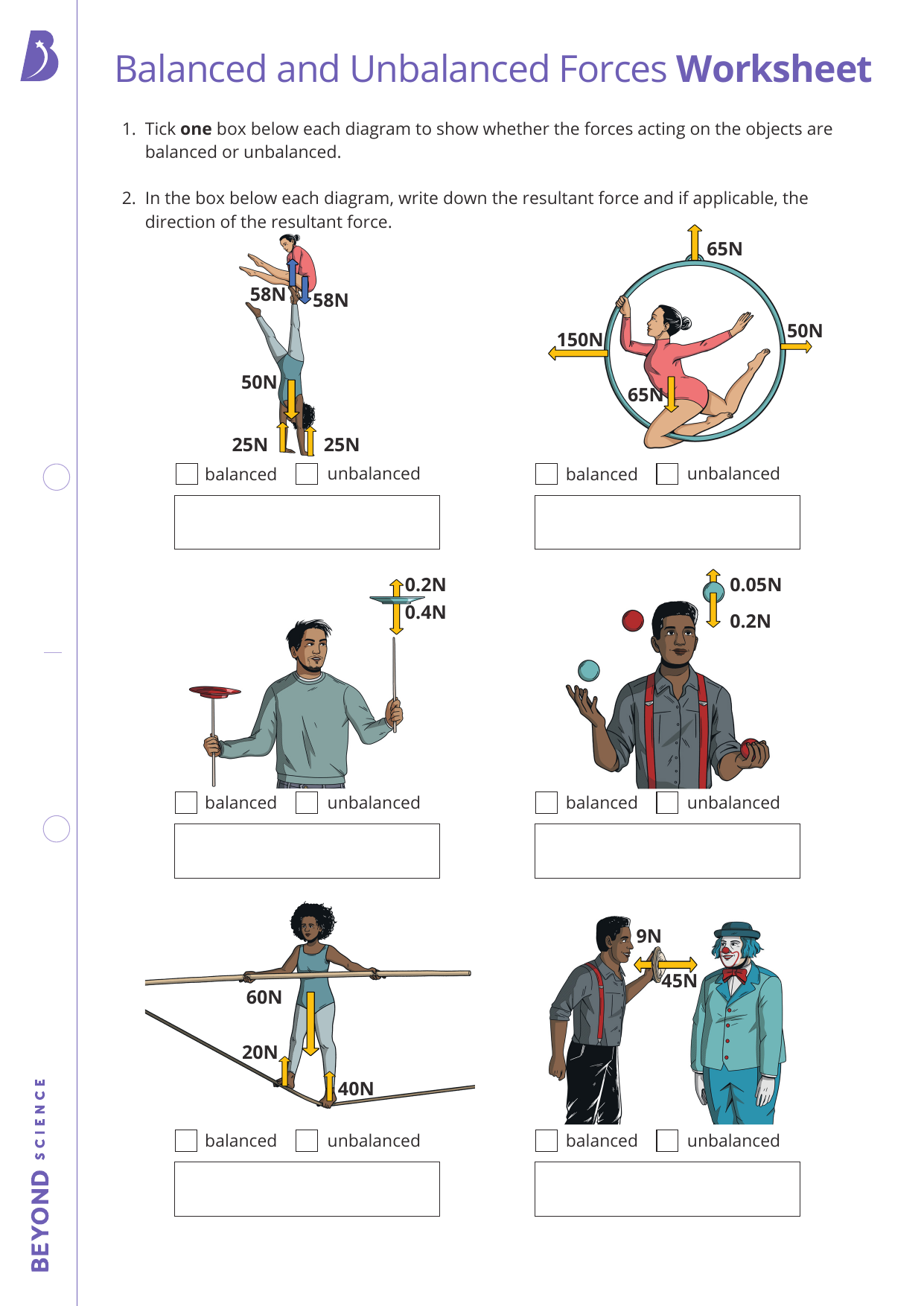 Balanced And Unbalanced Forces Worksheet Balanced And Unbalanced Forces Worksheet