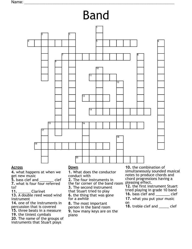 Band Crossword WordMint
