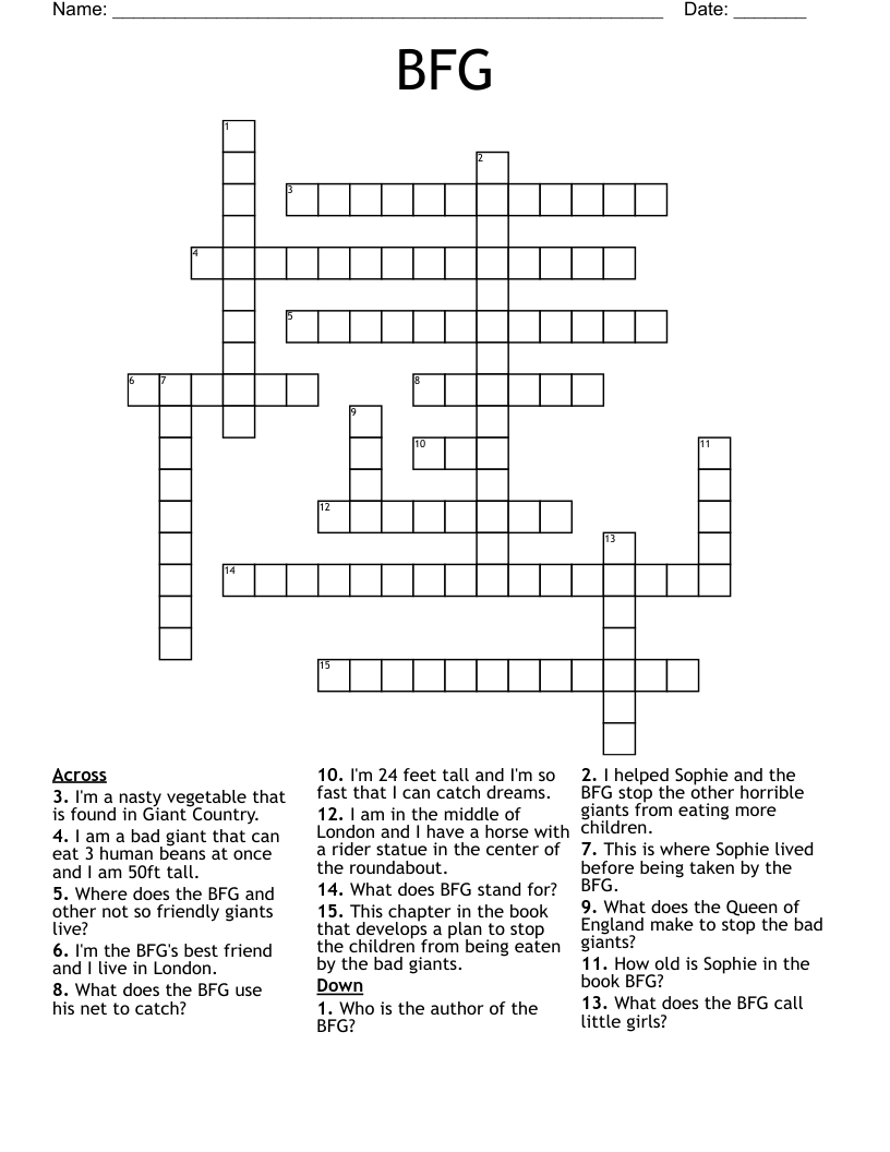 BFG Crossword WordMint