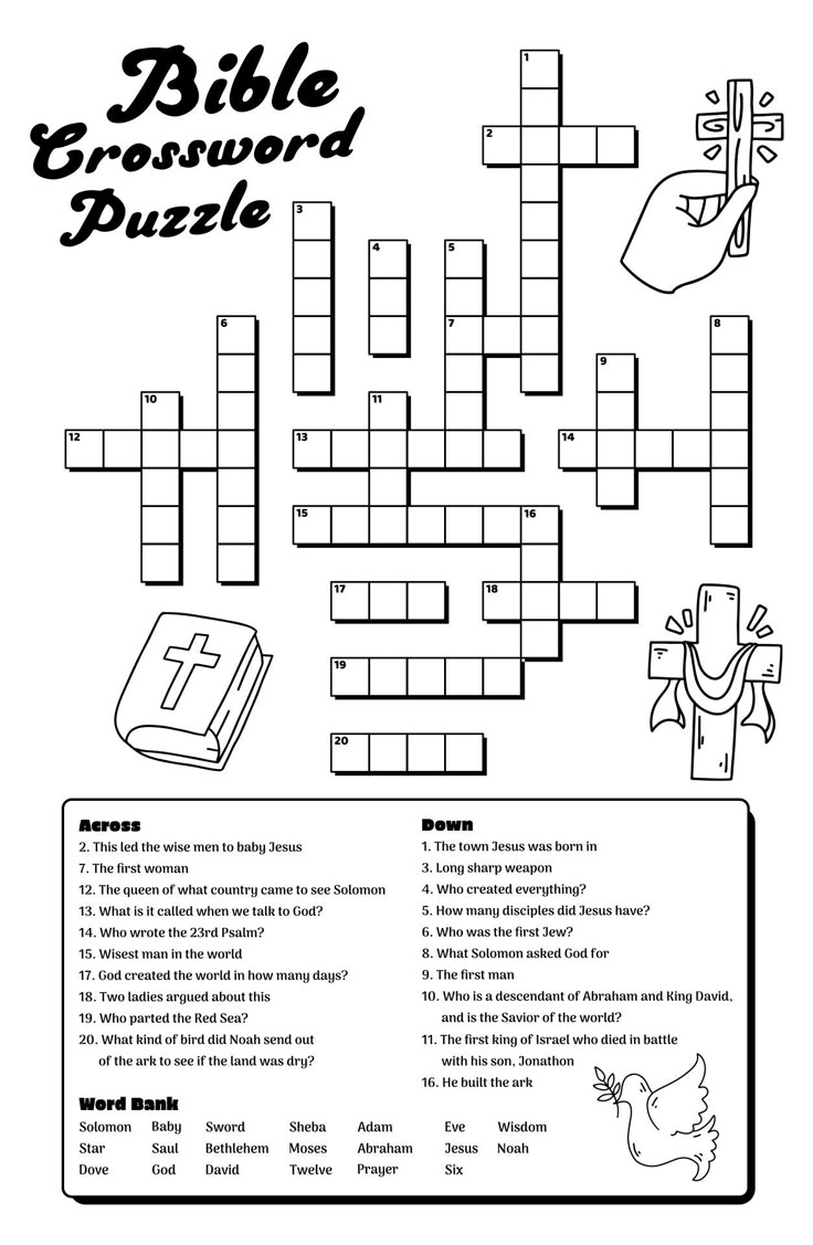 Bible Crossword Puzzle 6 Free PDF Printables Printablee
