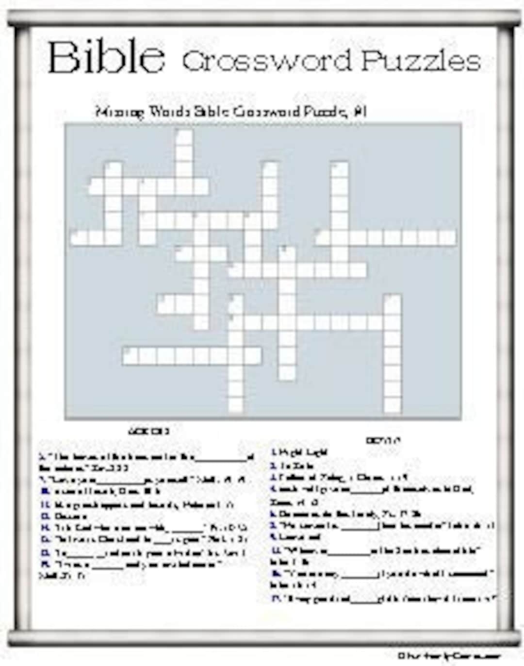 Bible Crossword Puzzles Clues Include Bible Verse Locations Etsy