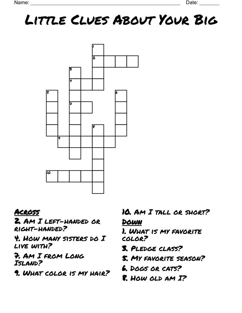 Big Little Clue 2 Crossword WordMint