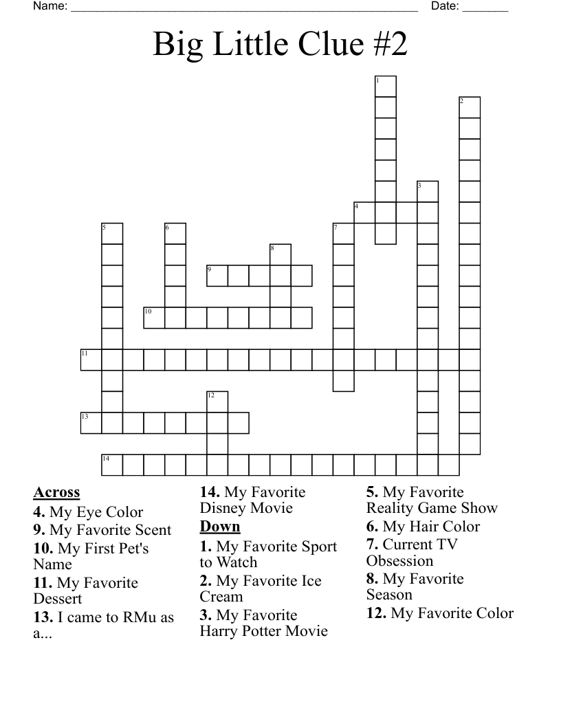 Big Little Clue 2 Crossword WordMint