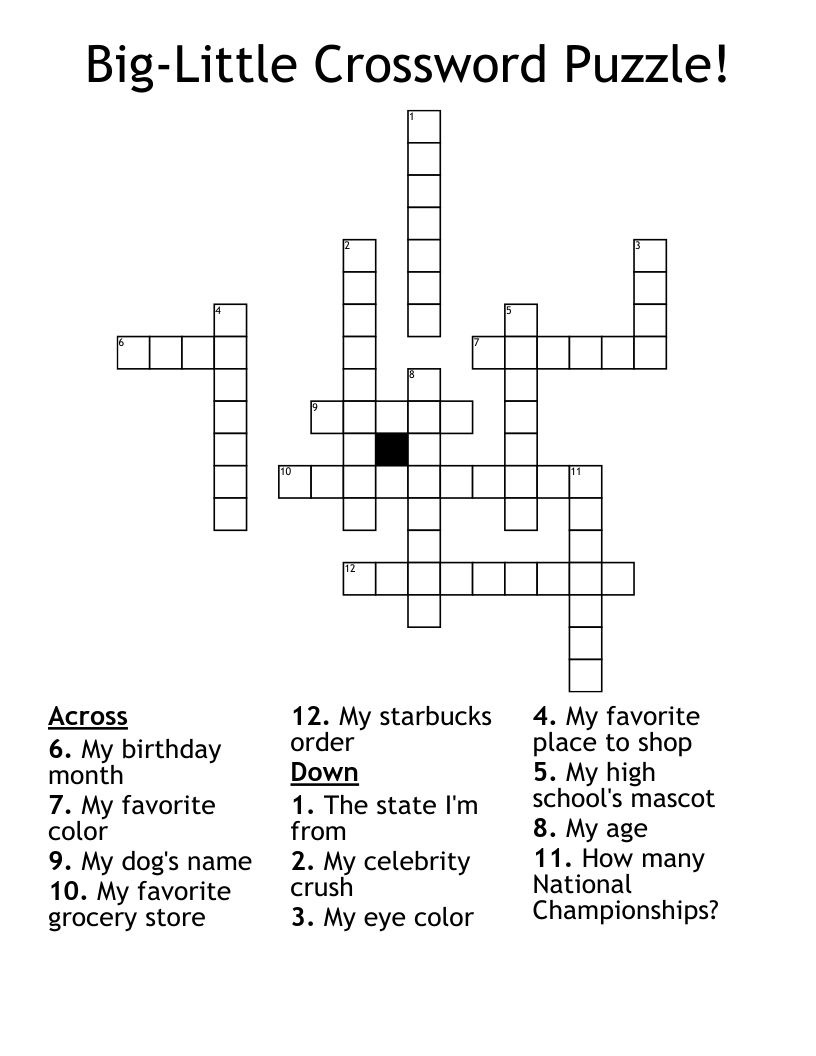 Big Little Crossword Puzzle WordMint