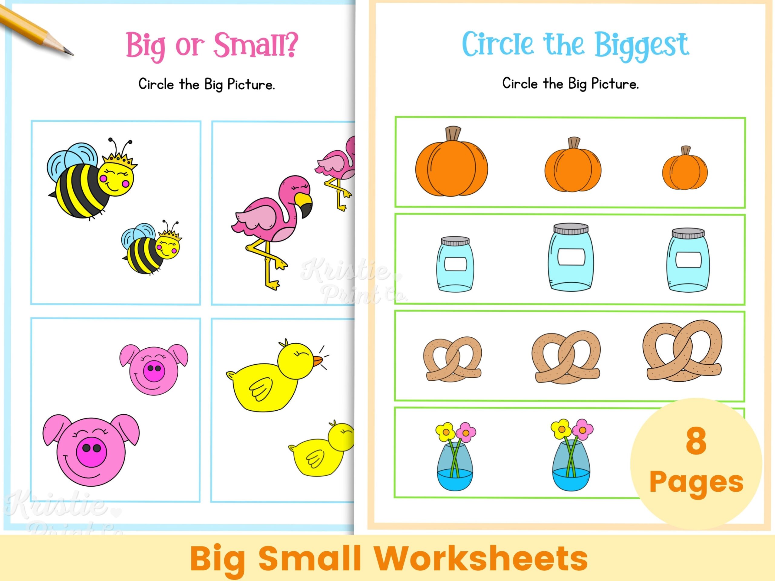 Big Small Worksheets Learning Sizes Printable Preschool Worksheets For Kids Kindergarten Worksheets Homeschool Worksheets Etsy Norway