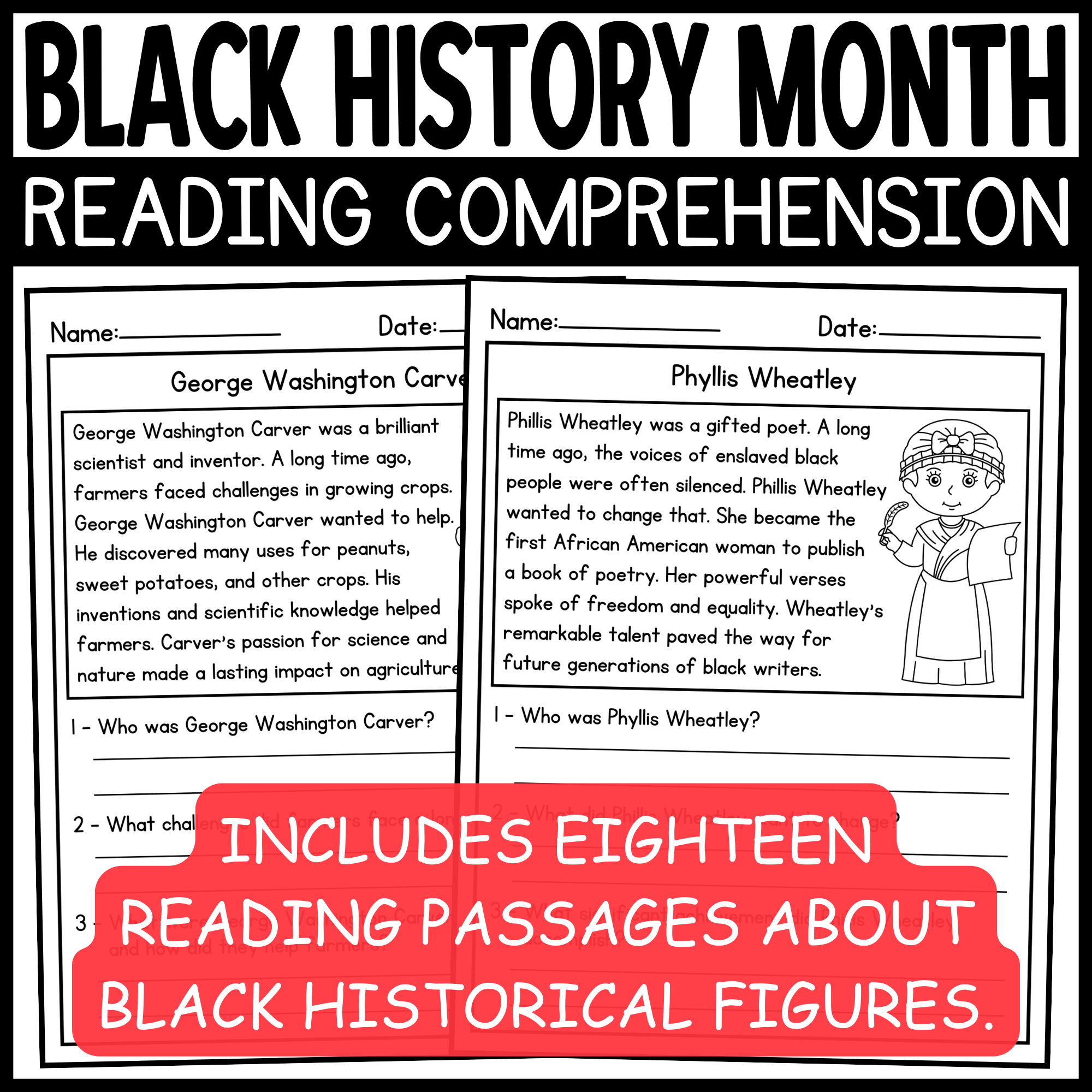 Black Historical Figures Reading Comprehension Passages Black History Month Made By Teachers