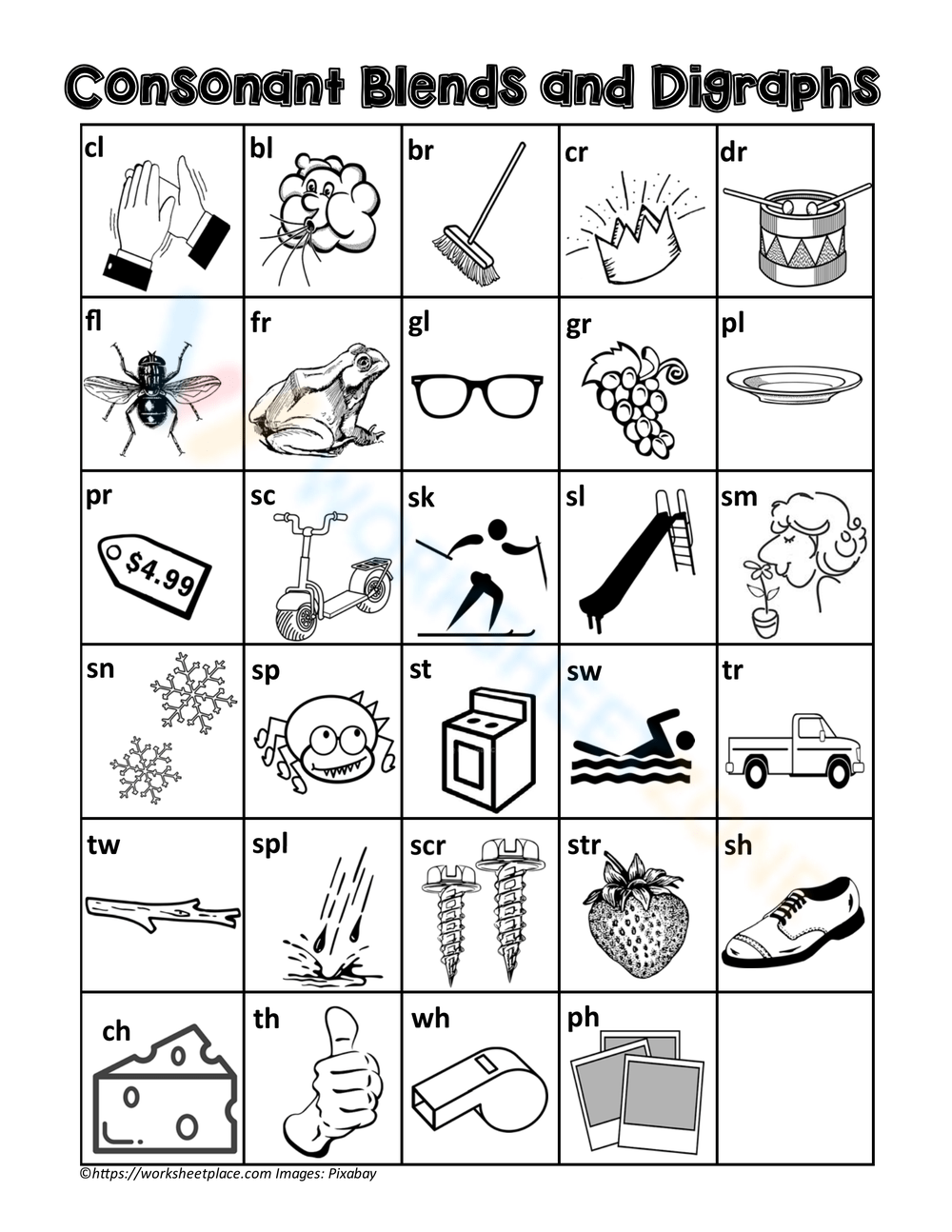 Blends And Digraphs Worksheets Printable