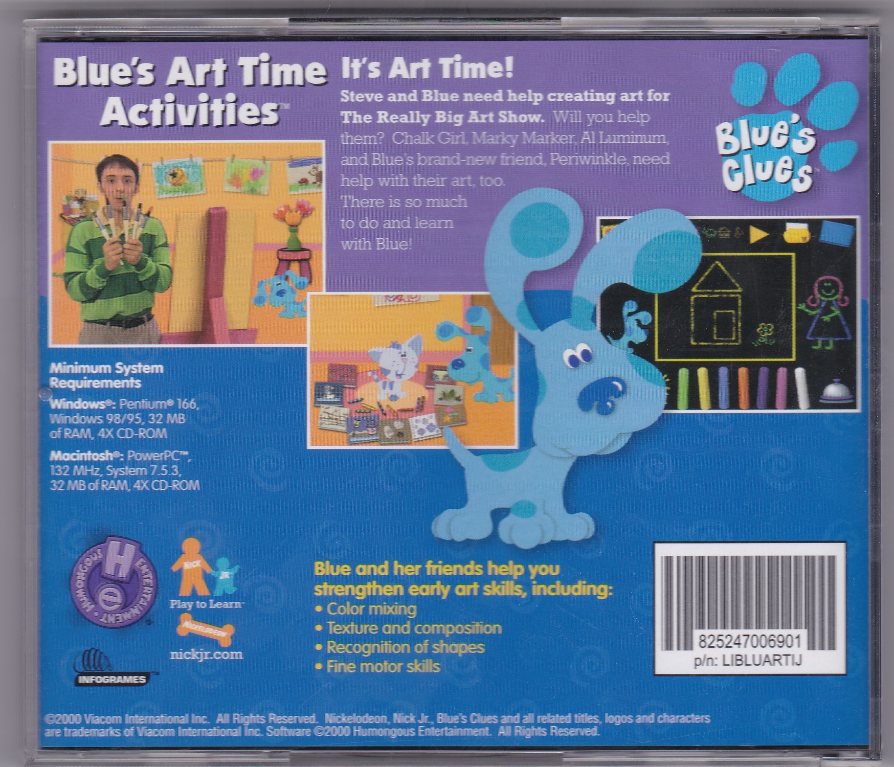 Blue s Clues Blue s Art Time Activities Humongous Entertainment 2000 Humongous Entertainment Free Download Borrow And Streaming Internet Archive