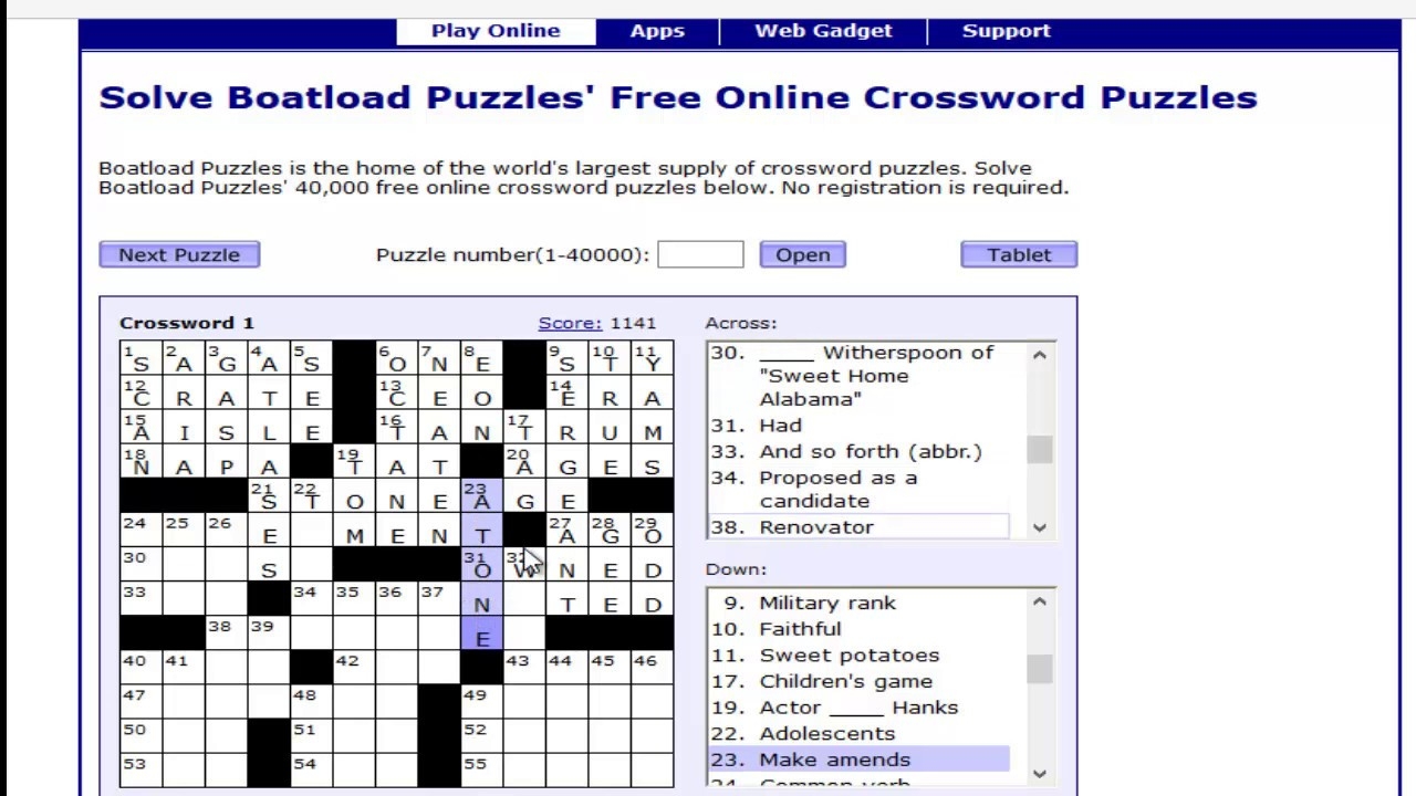 Boatload Crossword