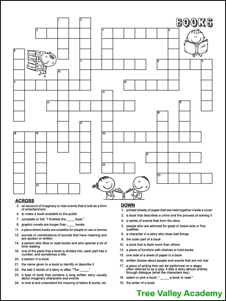 crossword puzzles for 4th graders