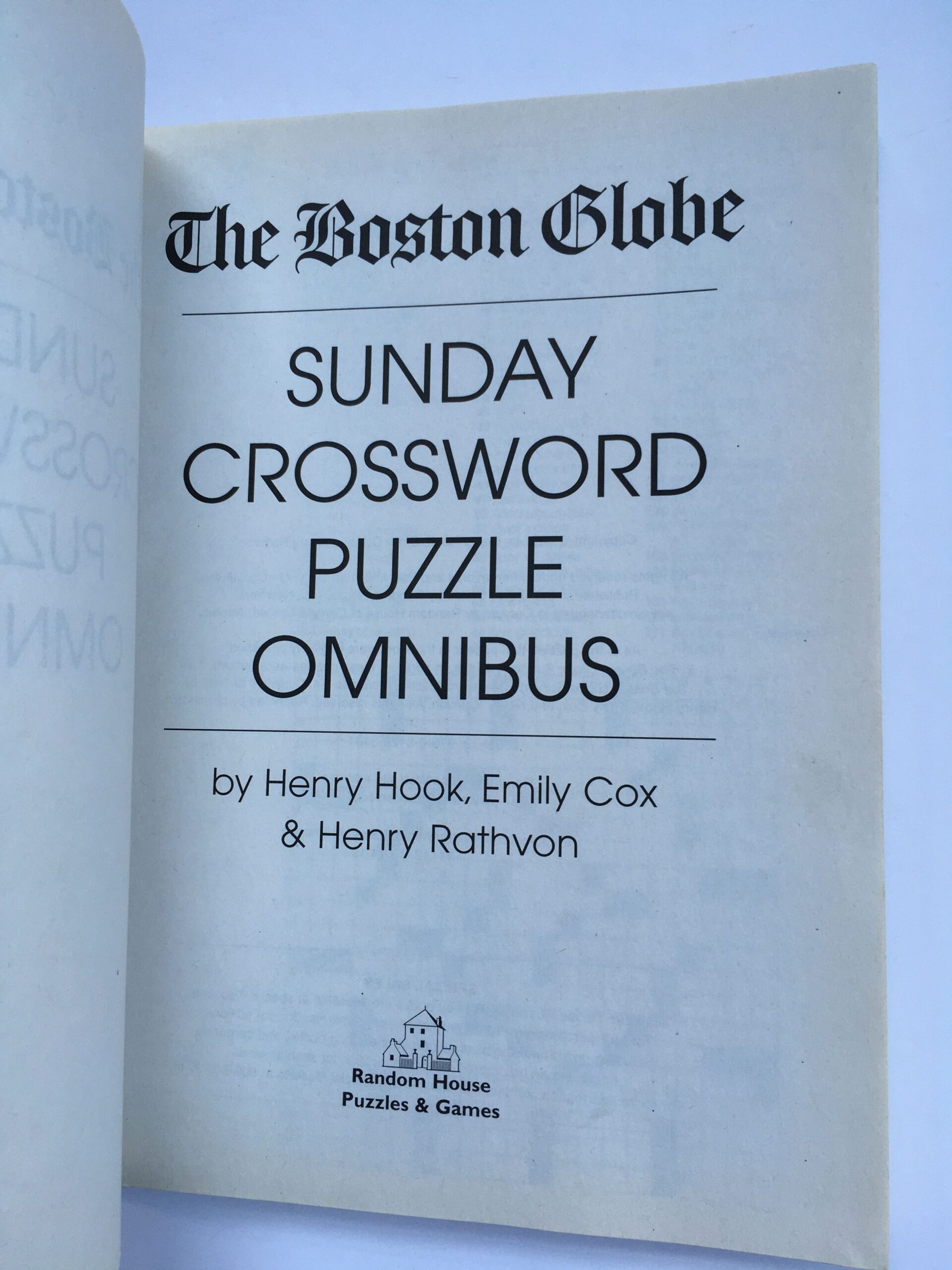 Boston Globe Sunday Crossword Omnibus Volume 1 Boston Globe By Henry Hook Emily Cox Henry Rathvon Paperback December 11 2001 Random House Puzzles Games 9780812934311 Biblio
