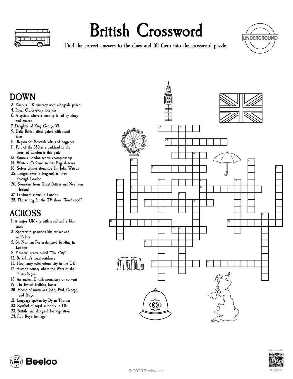 British Crossword Beeloo Printable Crafts And Activities For Kids
