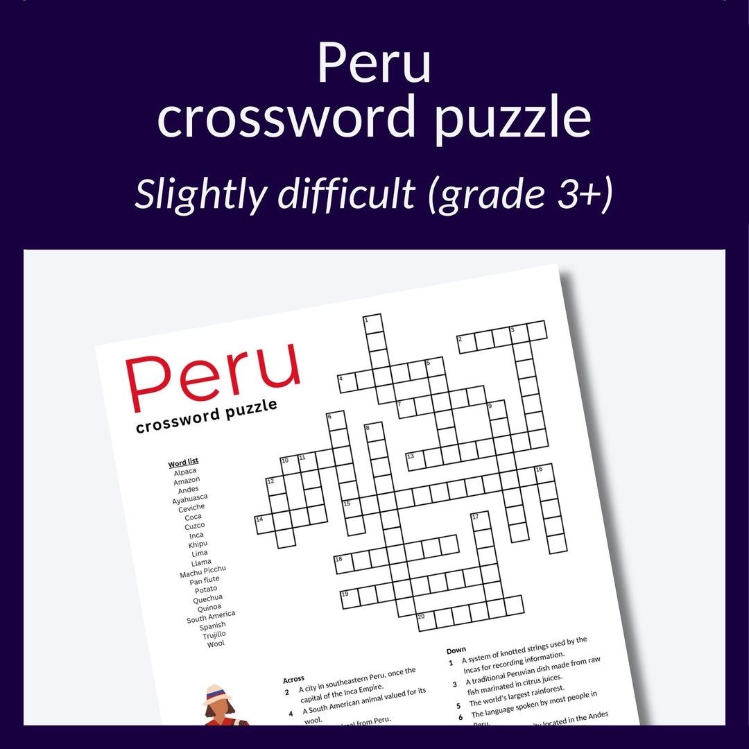 Buy Peru Crossword Puzzle Trivia Research Activity PDF Download Online In India Etsy