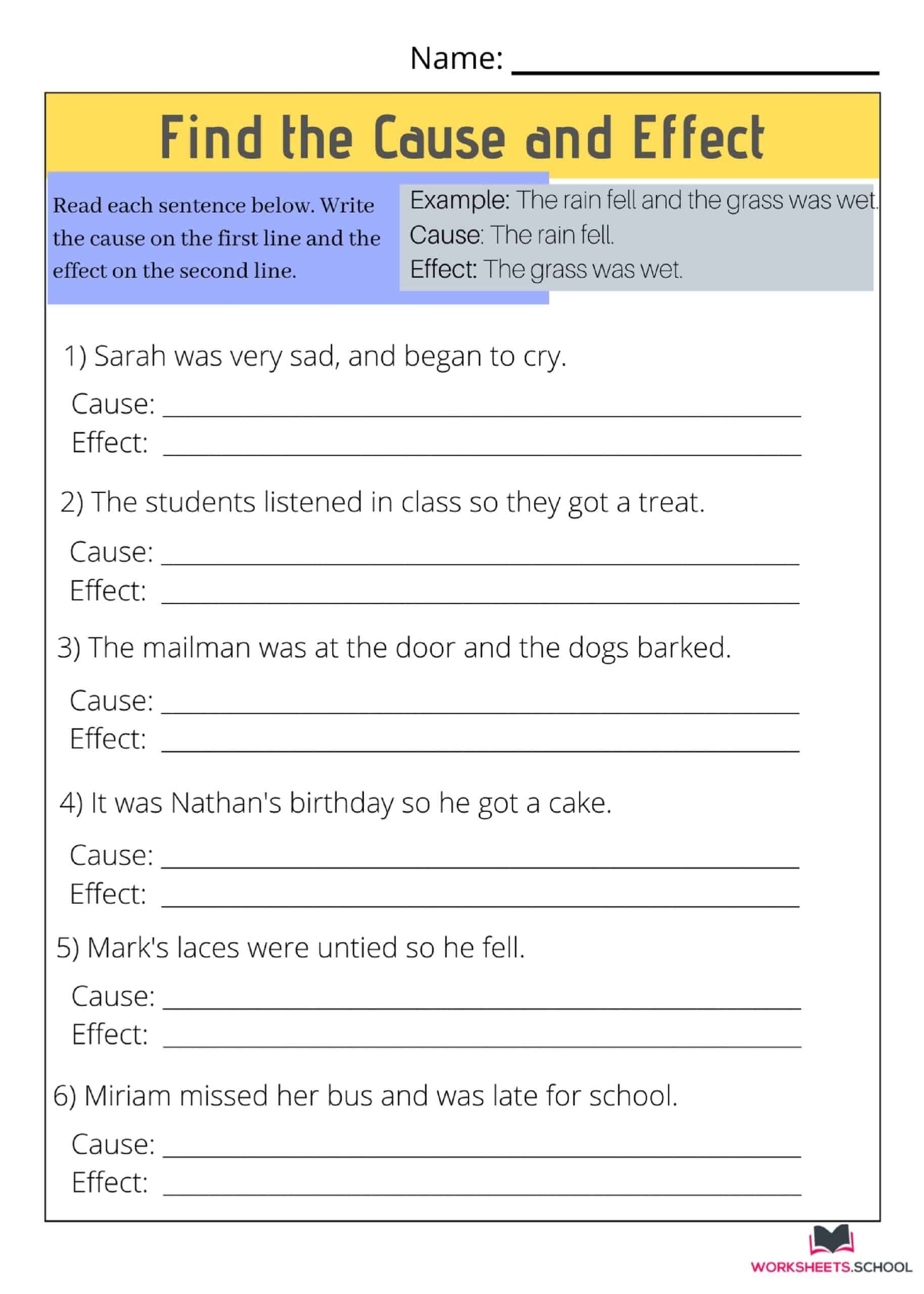Cause And Effect Free Activities Learning Resources Worksheets Library