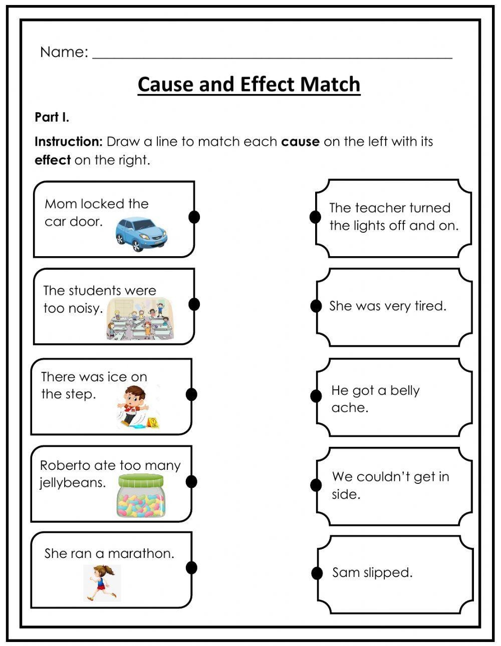 Cause And Effect Match Interactive Worksheet Worksheets Library