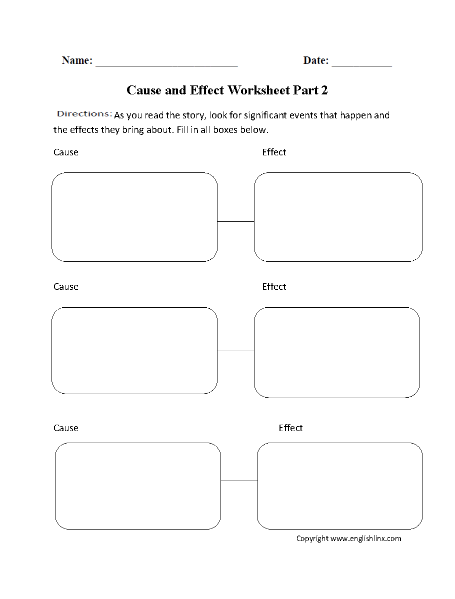 Cause And Effect Worksheets Cause And Effect Three Pairs Worksheet