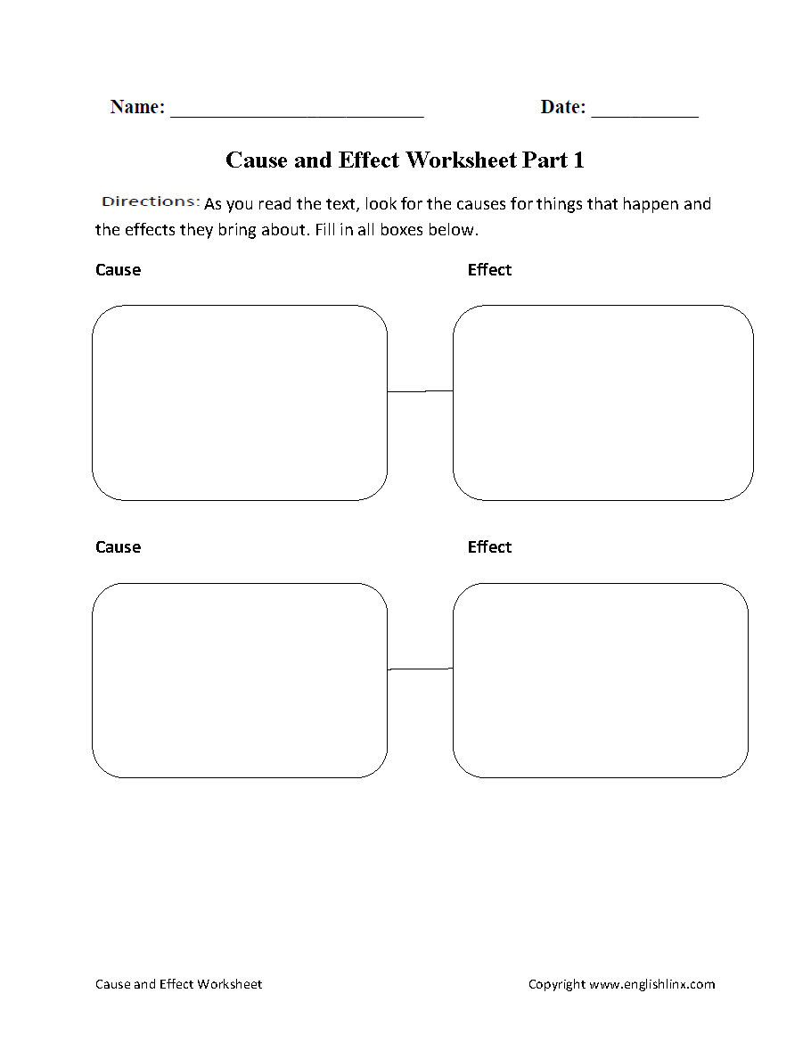 Cause And Effect Worksheets Cause And Effect Two Pairs Worksheet