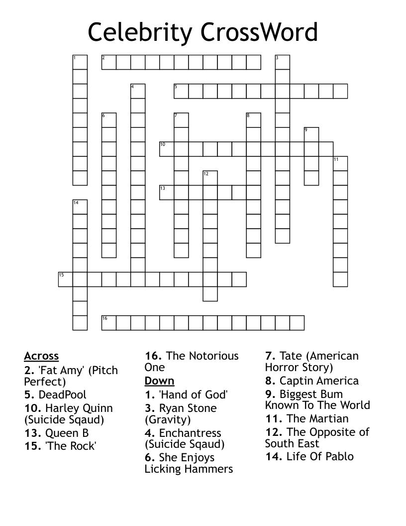 Celebrity CrossWord WordMint