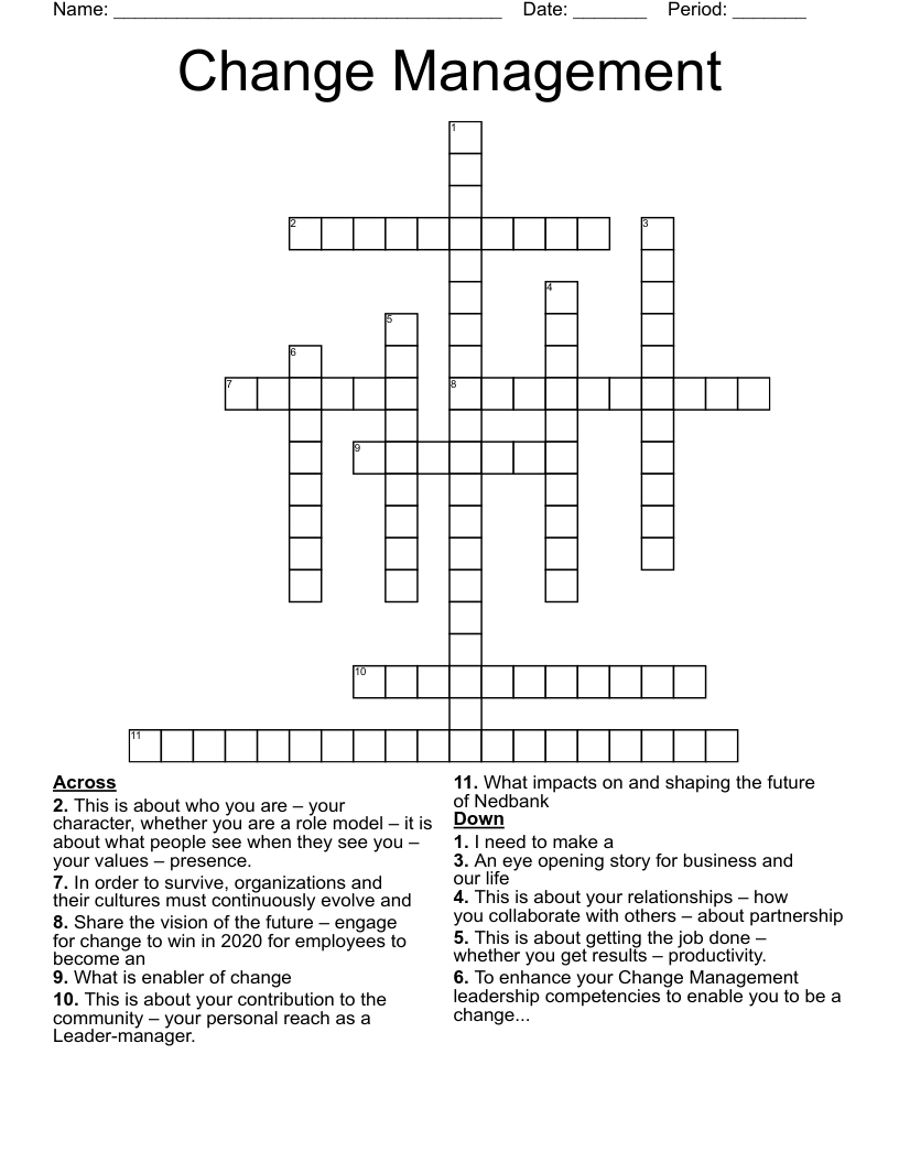 Change Management Crossword WordMint